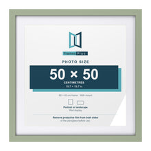 Green 60 x 60 cm picture frame with a white mount for a 50 x 50 cm photo