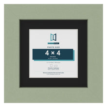Green 6 x 6 inch picture frame with a black mount for a 4 x 4 inch photo
