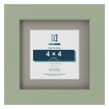 Green 6 x 6 inch picture frame with a Dawn Grey mount for a 4 x 4 inch photo
