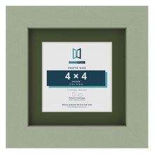 Green 6 x 6 inch picture frame with a green mount for a 4 x 4 inch photo