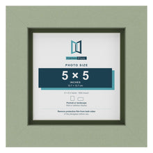 Green 6 x 6 inch picture frame with a green mount for a 5 x 5 inch photo
