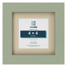 Green 6 x 6 inch picture frame with an ivory mount for a 4 x 4 inch photo