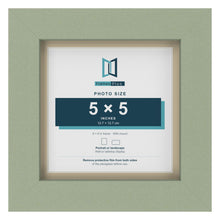 Green 6 x 6 inch picture frame with an ivory mount for a 5 x 5 inch photo