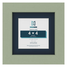 Green 6 x 6 inch picture frame with a Pacific Blue mount for a 4 x 4 inch photo
