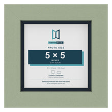 Green 6 x 6 inch picture frame with a Pacific Blue mount for a 5 x 5 inch photo