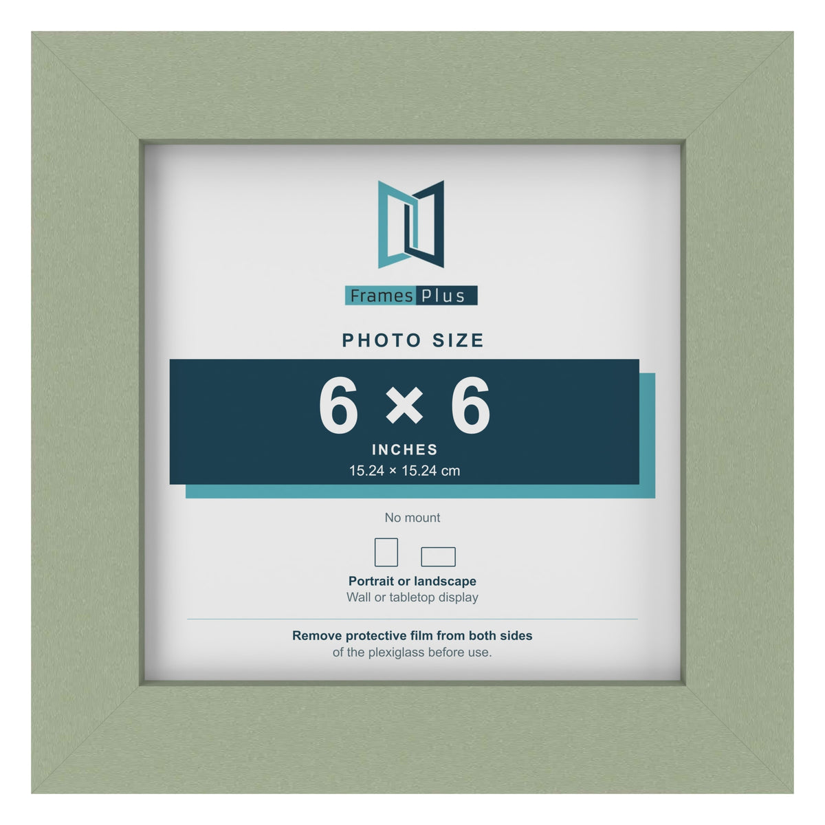 Green picture frame for a 6 x 6 inch photo