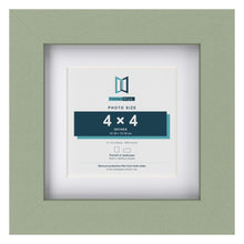 Green 6 x 6 inch picture frame with a white mount for a 4 x 4 inch photo