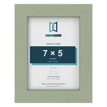 Green picture frame for a 7 x 5 inch photo