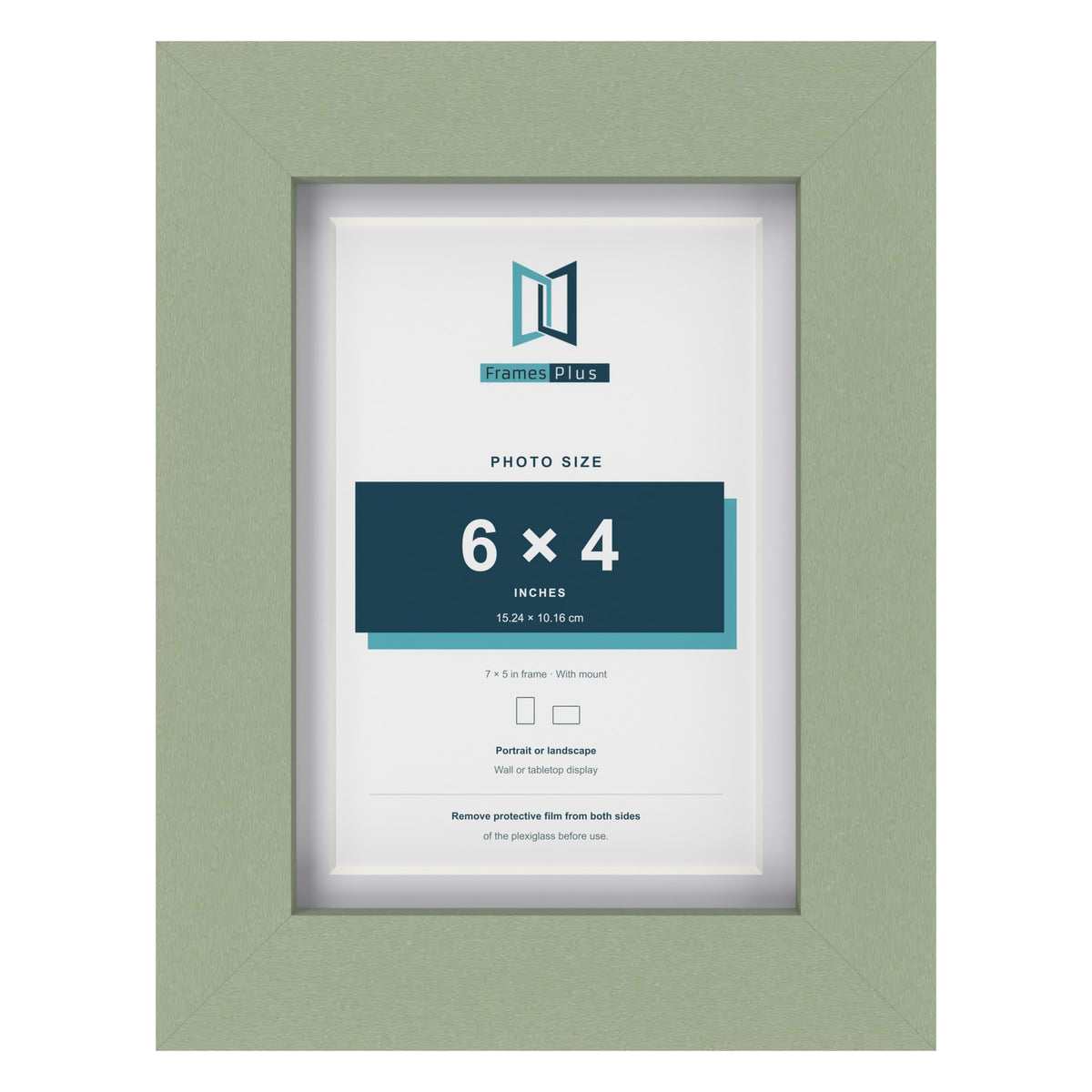 Green 7 x 5 inch picture frame with a white mount for a 6 x 4 inch photo