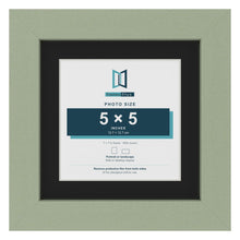 Green 7 x 7 inch picture frame with a black mount for a 5 x 5 inch photo