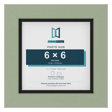 Green 7 x 7 inch picture frame with a black mount for a 6 x 6 inch photo