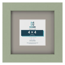 Green 7 x 7 inch picture frame with a Dawn Grey mount for a 4 x 4 inch photo