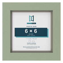 Green 7 x 7 inch picture frame with a Dawn Grey mount for a 6 x 6 inch photo