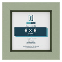 Green 7 x 7 inch picture frame with a green mount for a 6 x 6 inch photo