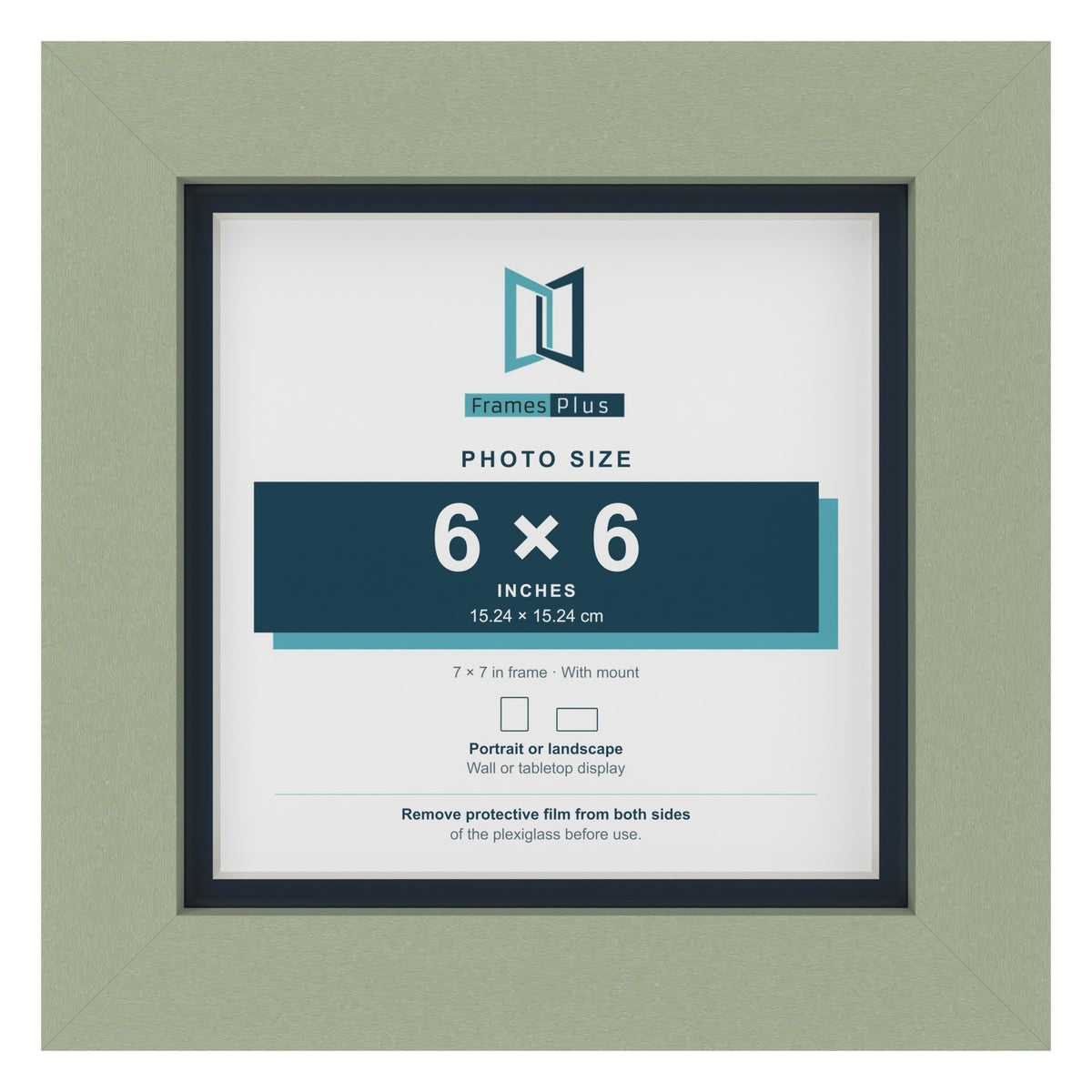 Green 7 x 7 inch picture frame with a Pacific Blue mount for a 6 x 6 inch photo
