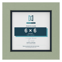 Green 7 x 7 inch picture frame with a Pacific Blue mount for a 6 x 6 inch photo