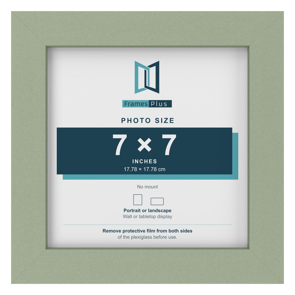 Green picture frame for a 7 x 7 inch photo