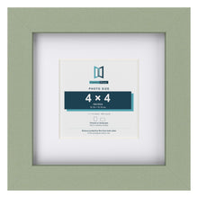 Green 7 x 7 inch picture frame with a white mount for a 4 x 4 inch photo