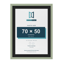 Green 80 x 60 cm picture frame with a black mount for a 70 x 50 cm photo