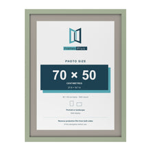 Green 80 x 60 cm picture frame with a Dawn Grey mount for a 70 x 50 cm photo