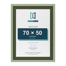 Green 80 x 60 cm picture frame with a green mount for a 70 x 50 cm photo