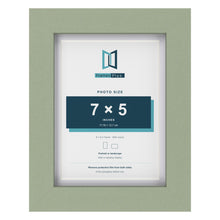 Green 8 x 6 inch picture frame with a white mount for a 7 x 5 inch photo