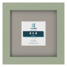 Green 8 x 8 inch picture frame with a Dawn Grey mount for a 4 x 4 inch photo
