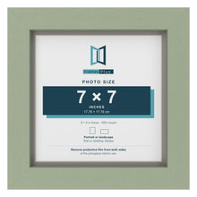 Green 8 x 8 inch picture frame with a Dawn Grey mount for a 7 x 7 inch photo