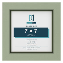 Green 8 x 8 inch picture frame with a green mount for a 7 x 7 inch photo