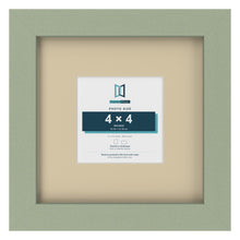 Green 8 x 8 inch picture frame with an ivory mount for a 4 x 4 inch photo