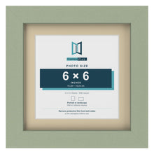 Green 8 x 8 inch picture frame with an ivory mount for a 6 x 6 inch photo