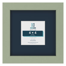 Green 8 x 8 inch picture frame with a Pacific Blue mount for a 4 x 4 inch photo