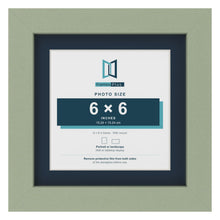 Green 8 x 8 inch picture frame with a Pacific Blue mount for a 6 x 6 inch photo