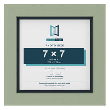 Green 8 x 8 inch picture frame with a Pacific Blue mount for a 7 x 7 inch photo