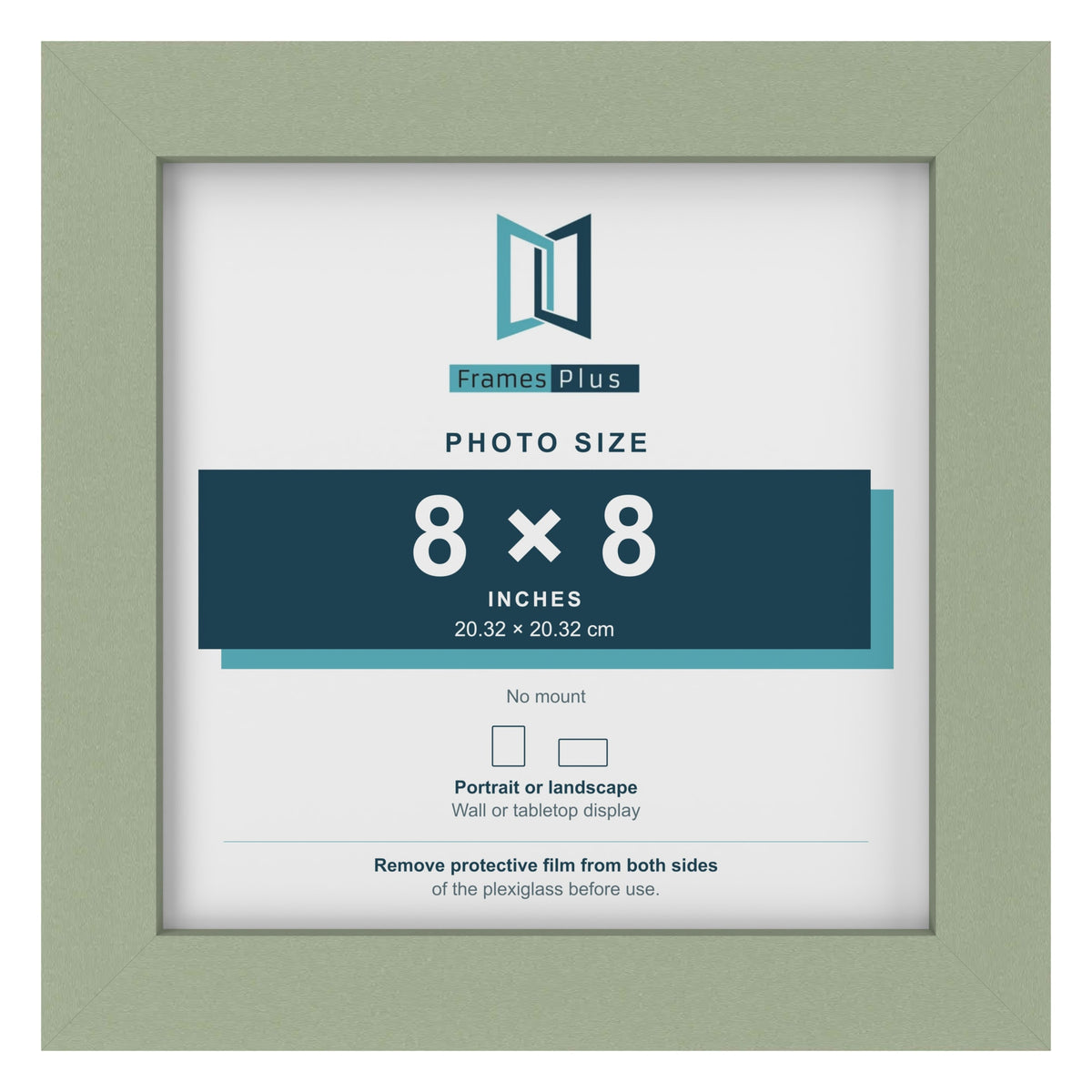 Green picture frame for a 8 x 8 inch photo