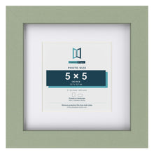 Green 8 x 8 inch picture frame with a white mount for a 5 x 5 inch photo