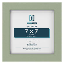Green 8 x 8 inch picture frame with a white mount for a 7 x 7 inch photo