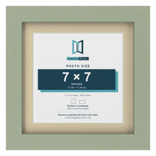 Green 9 x 9 inch picture frame with an ivory mount for a 7 x 7 inch photo