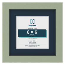 Green 9 x 9 inch picture frame with a Pacific Blue mount for a 6 x 6 inch photo