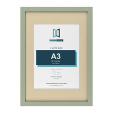 Green A2 picture frame with an ivory mount for an A3 photo