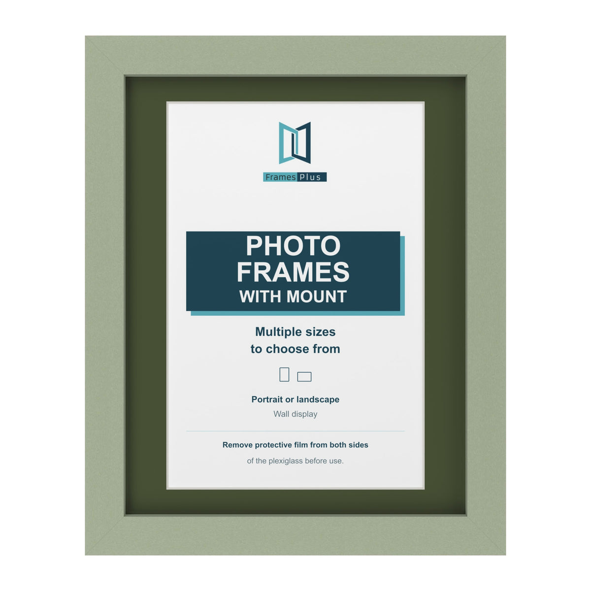 Green picture frame with a green mount