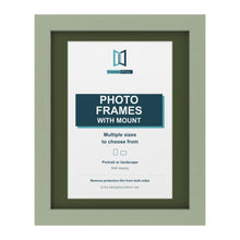 Green picture frame with a green mount