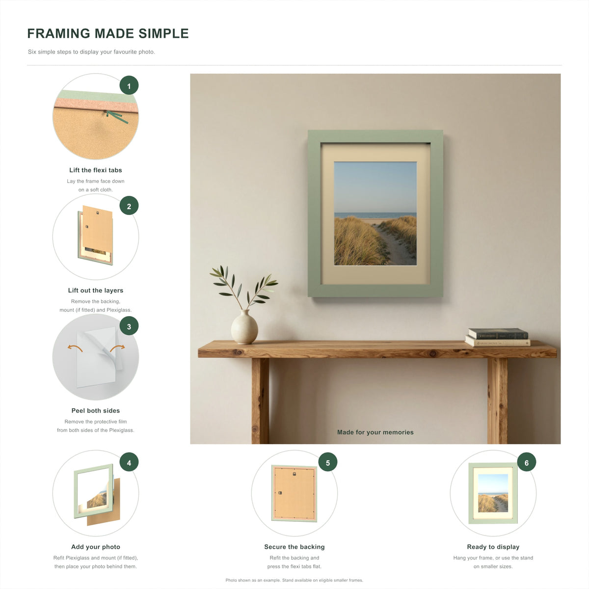 How to put a photo in a Green frame with an ivory mount in six steps