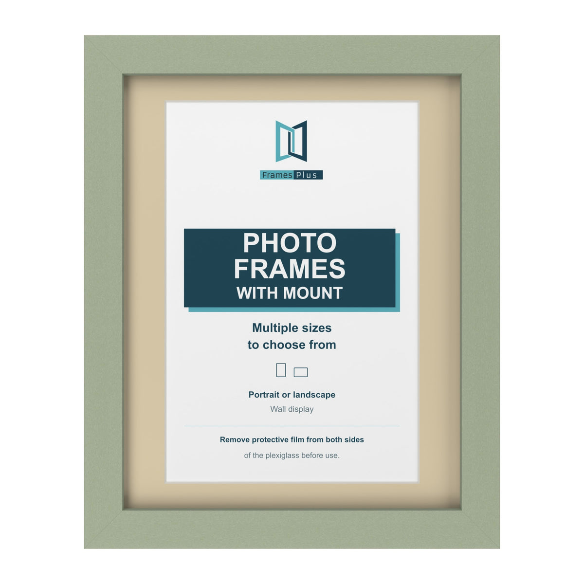 Green picture frame with an ivory mount
