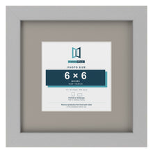 Light Grey 10 x 10 inch picture frame with a Dawn Grey mount for a 6 x 6 inch photo