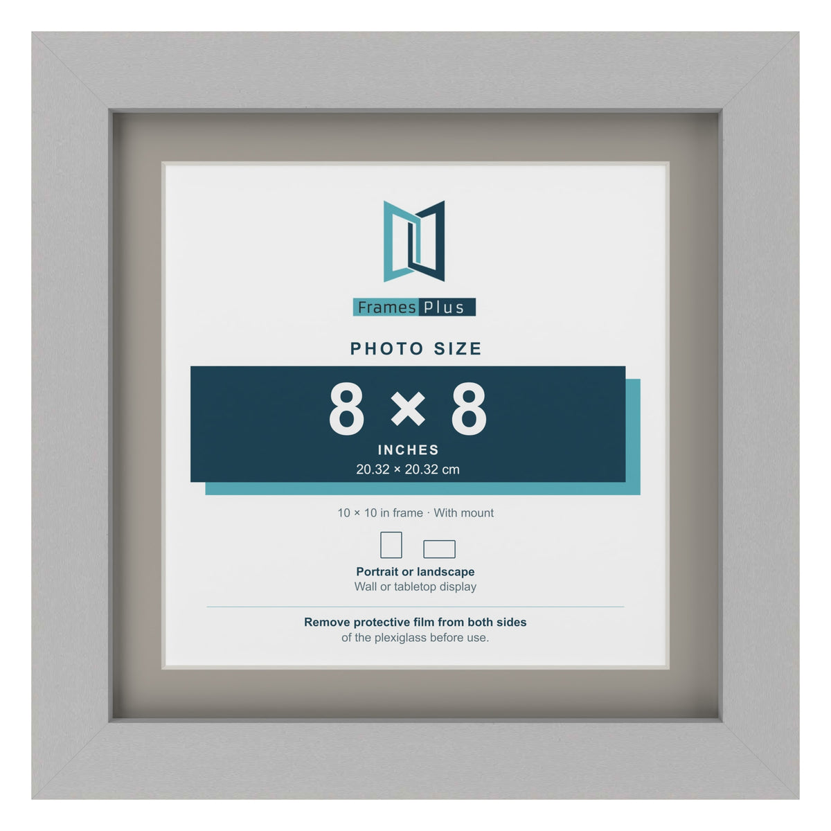 Light Grey 10 x 10 inch picture frame with a Dawn Grey mount for an 8 x 8 inch photo