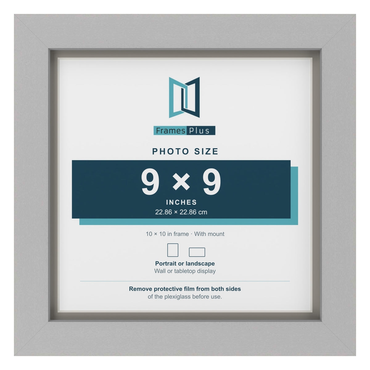 Light Grey 10 x 10 inch picture frame with a Dawn Grey mount for a 9 x 9 inch photo