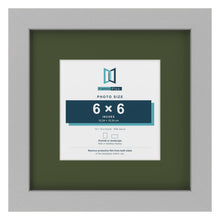 Light Grey 10 x 10 inch picture frame with a green mount for a 6 x 6 inch photo