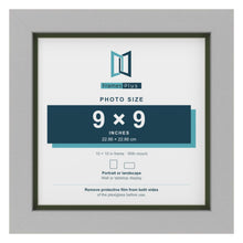 Light Grey 10 x 10 inch picture frame with a green mount for a 9 x 9 inch photo