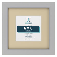 Light Grey 10 x 10 inch picture frame with an ivory mount for a 6 x 6 inch photo